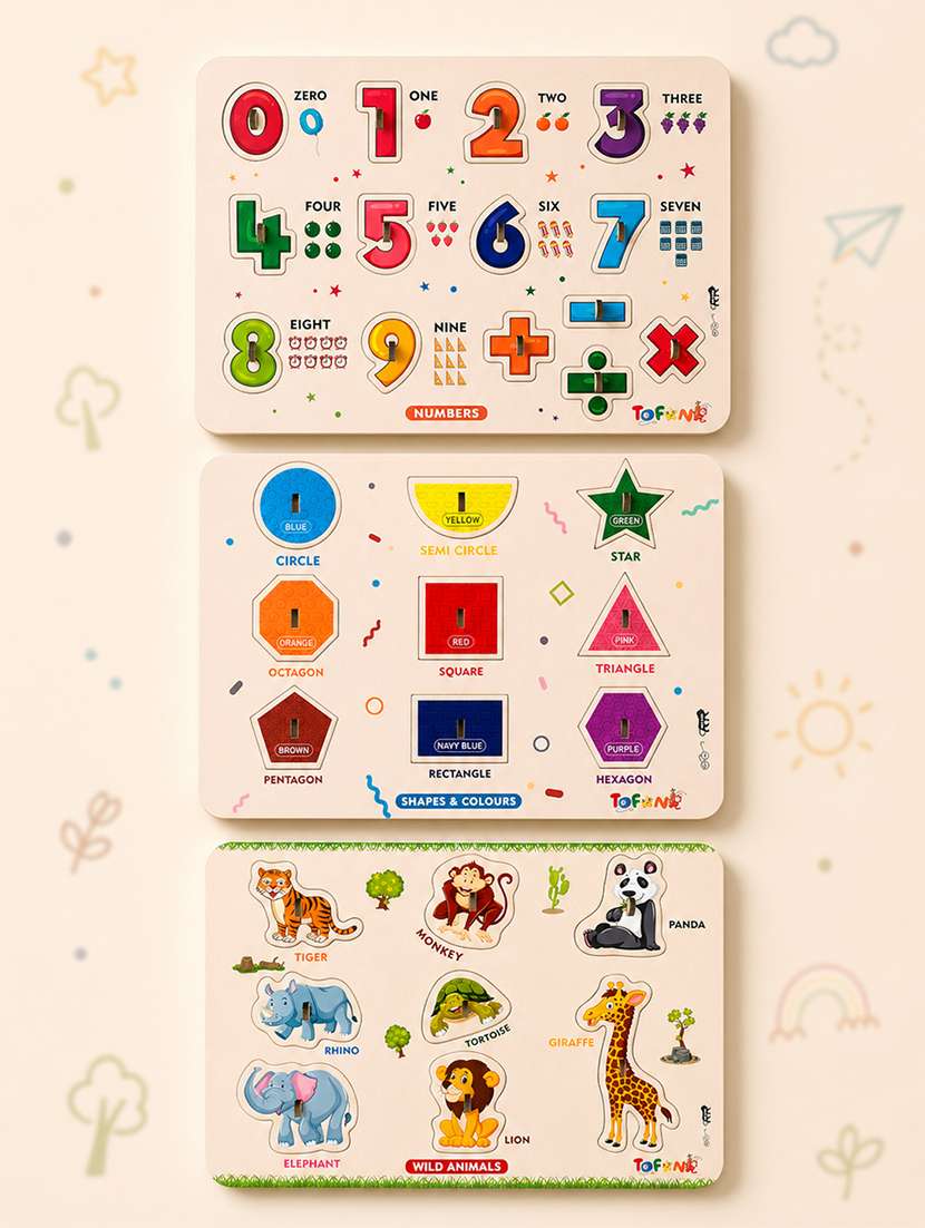 tofani wooden pegged puzzle pack of 3