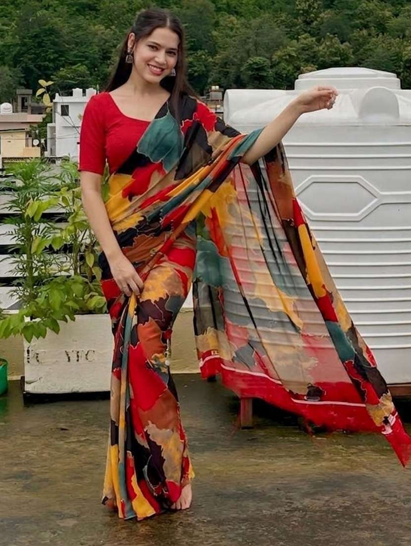women pack of 2 printed combo saree with blouse