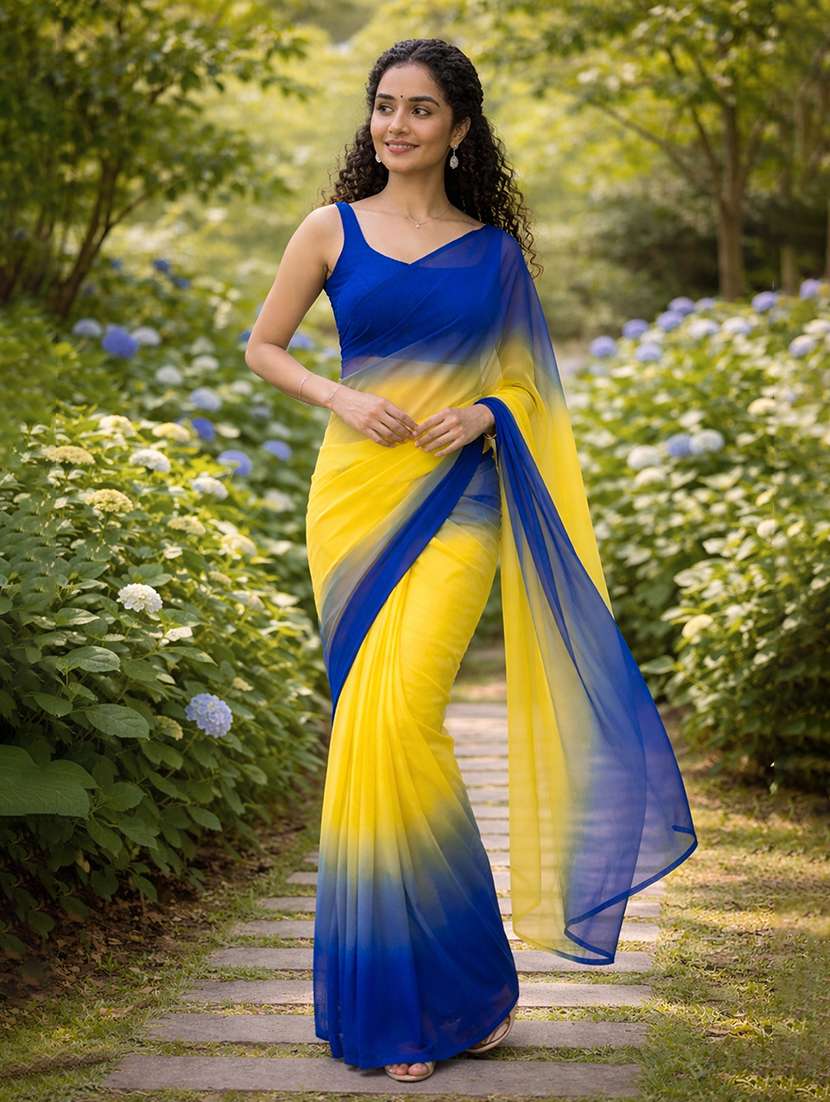 women ombre casual wear saree with blouse