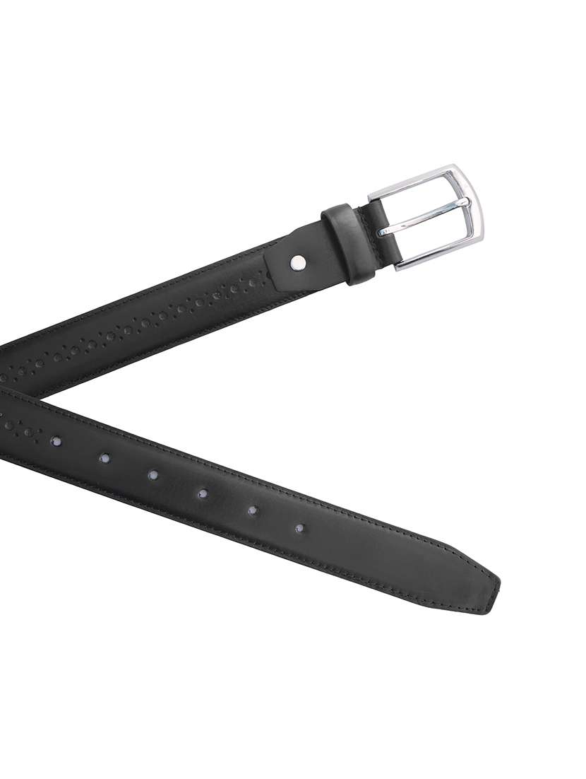 black leather formal belt with silver buckle - 22627784 -  Standard Image - 5
