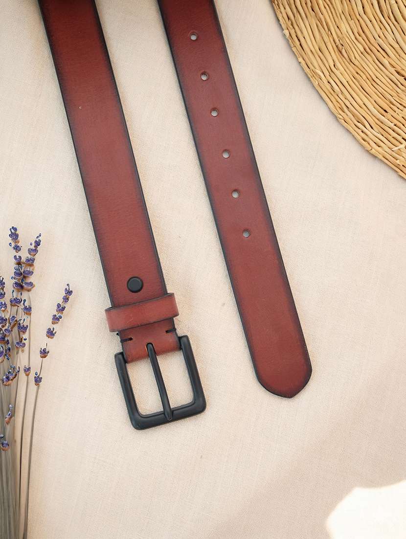 men solid brown leather belt with buckle closure - 22627788 -  Standard Image - 3