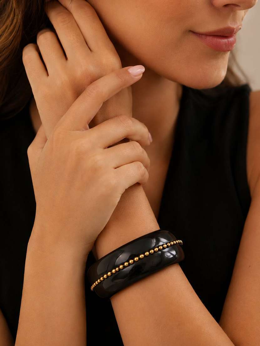 women beaded pattern wide resin bangle - 22627797 -  Standard Image - 3