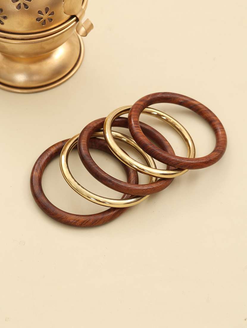 women set of 5 resin and sheesham wooden bangle set