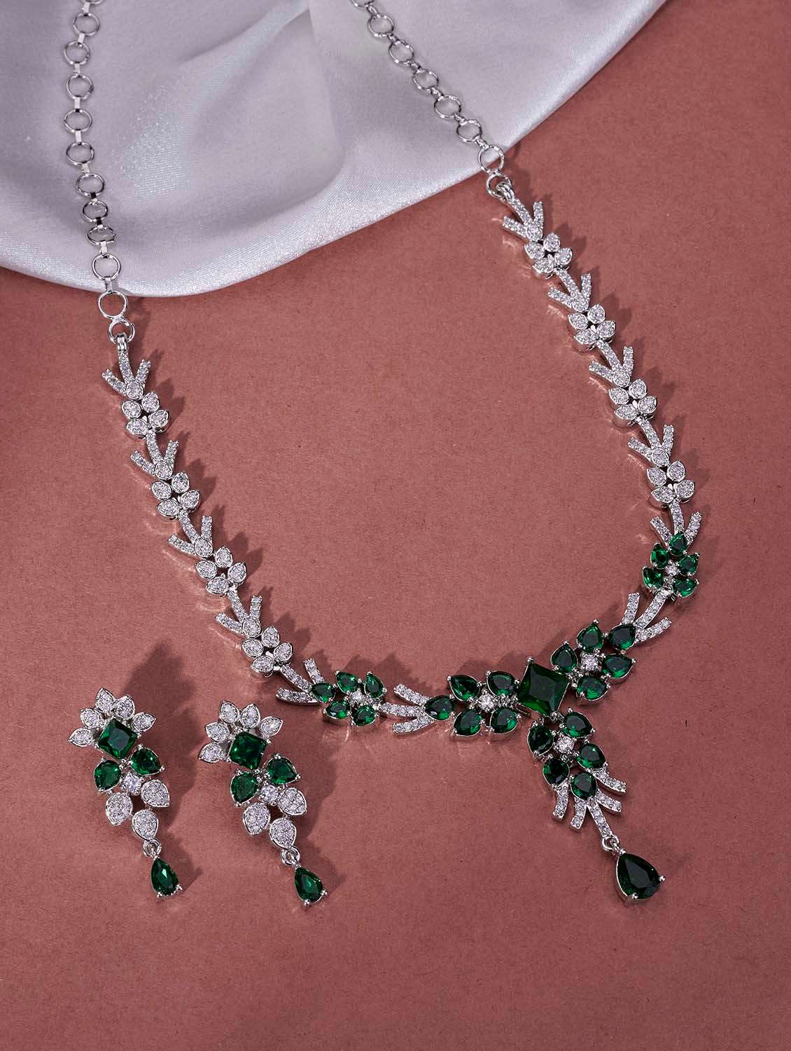 women stone necklace set with earrings
