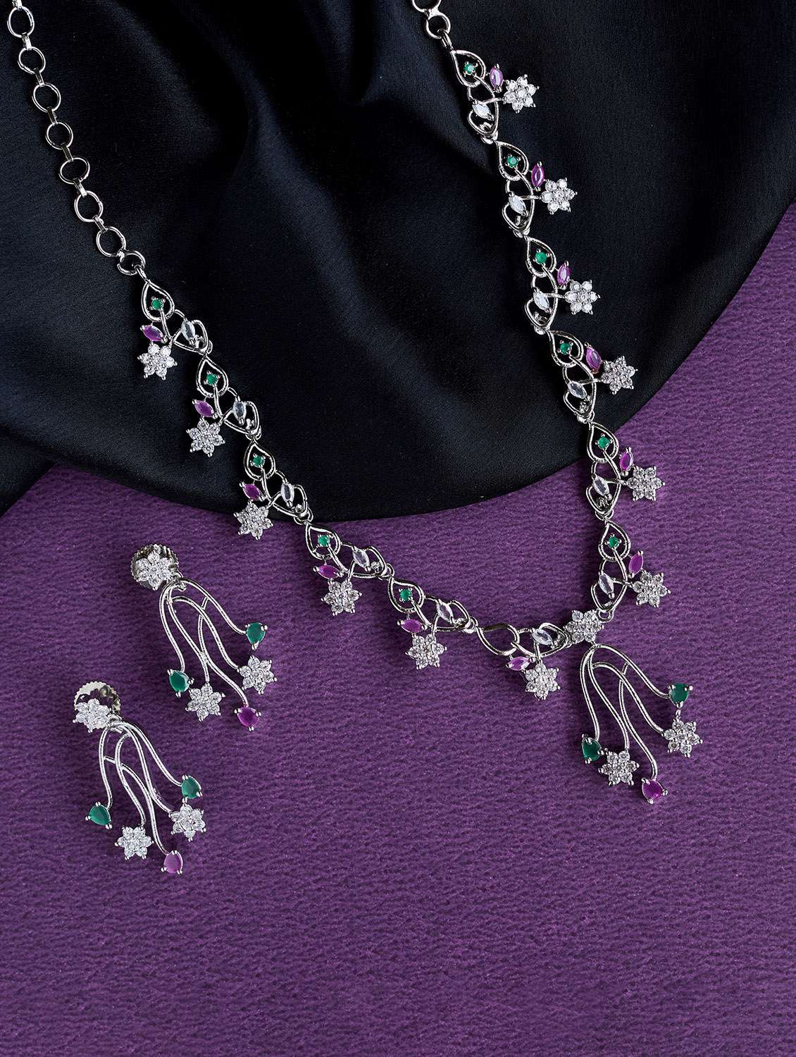 women stone necklace set with earrings
