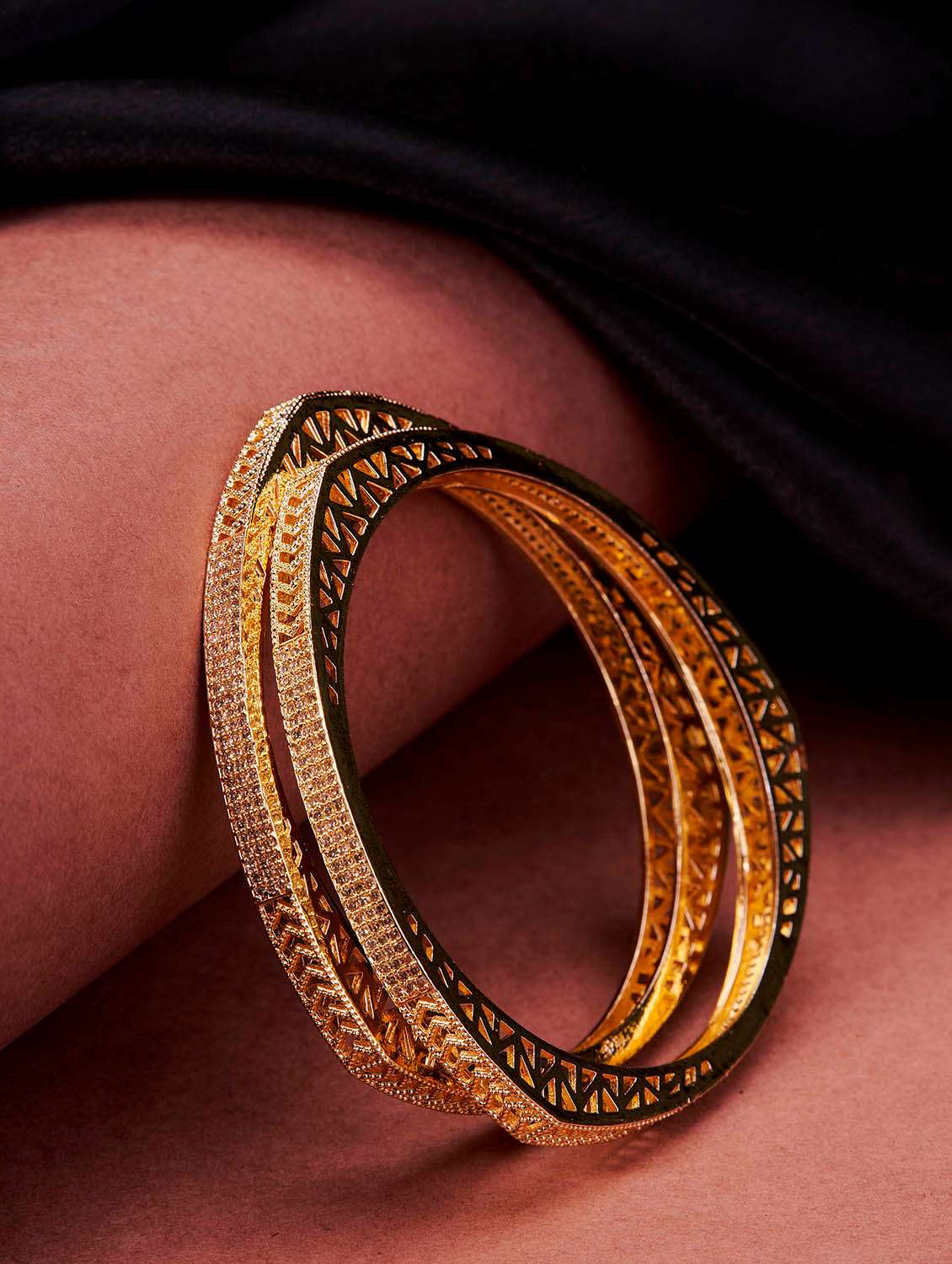 womentraditional triangular gold plated bangles set