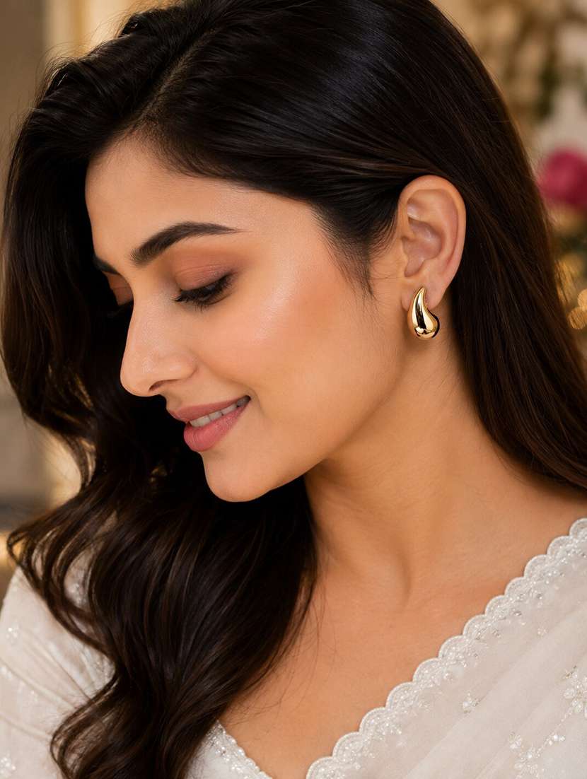 Elegance Round Hoop Gold Plated Studs - 22627896 -  Standard Image - 3