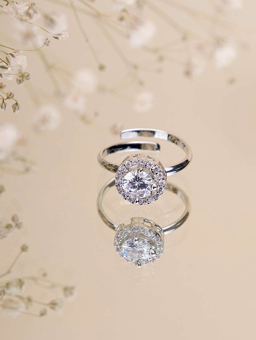 women stone adjustable brass ring