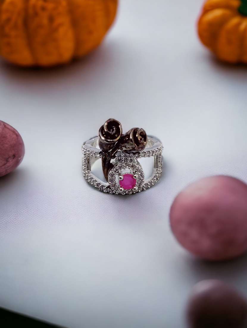 opal touch elegant rhodium ring