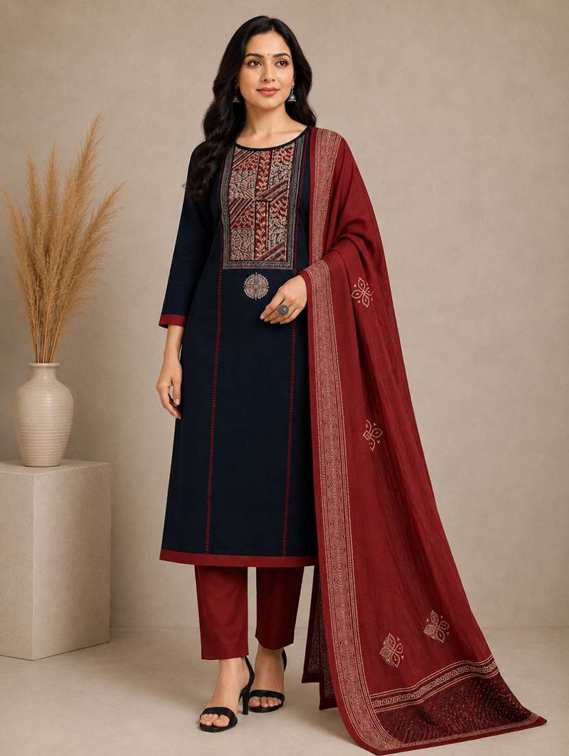 women printed unstitched suit set