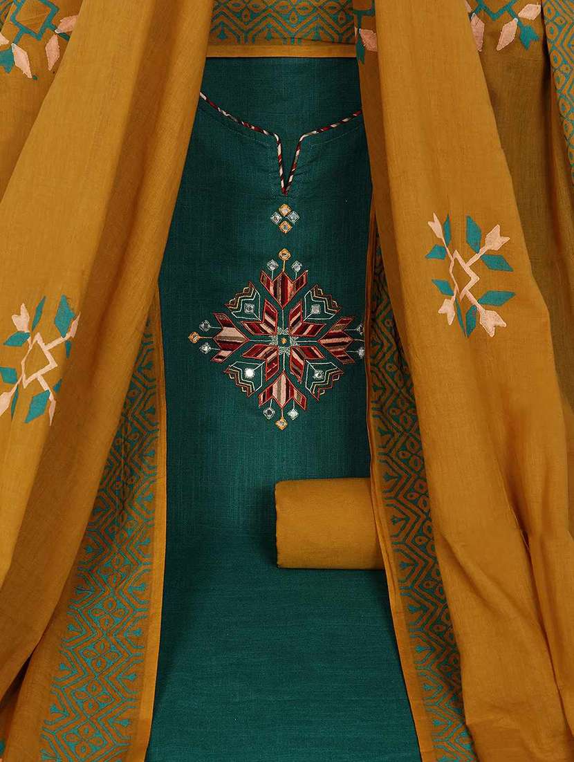 women solid with work unstitched suit set - 22628010 -  Standard Image - 3