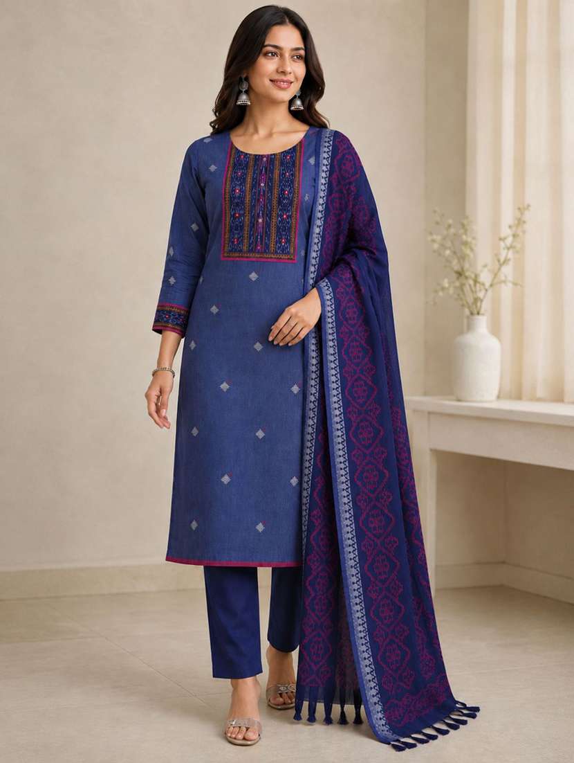 women self design unstitched suit set