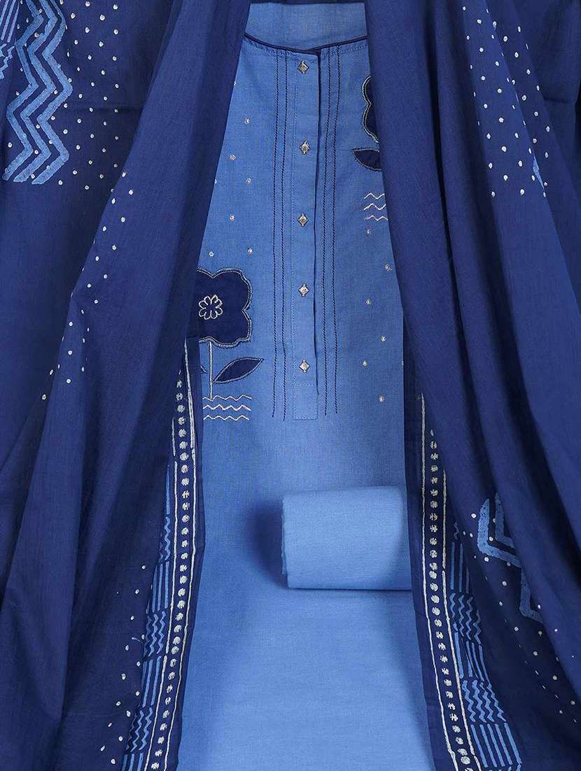 women solid with work unstitched suit set - 22628019 -  Standard Image - 3