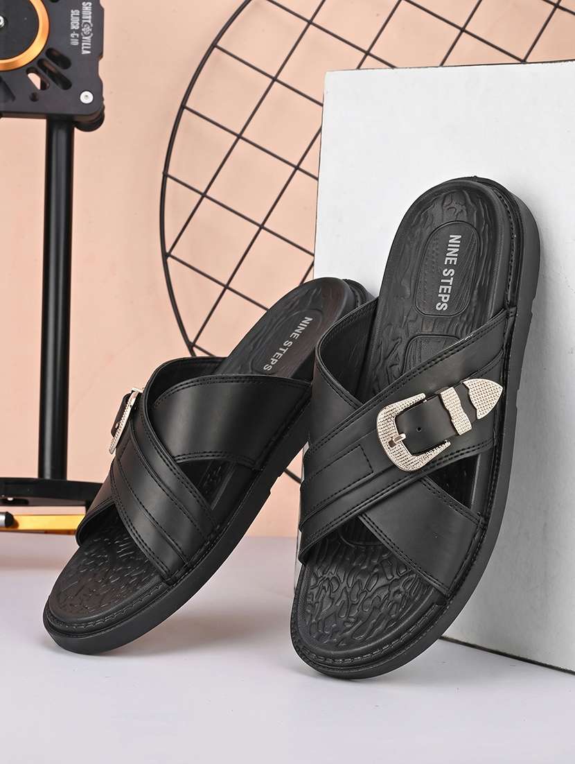 men black slip on sandal