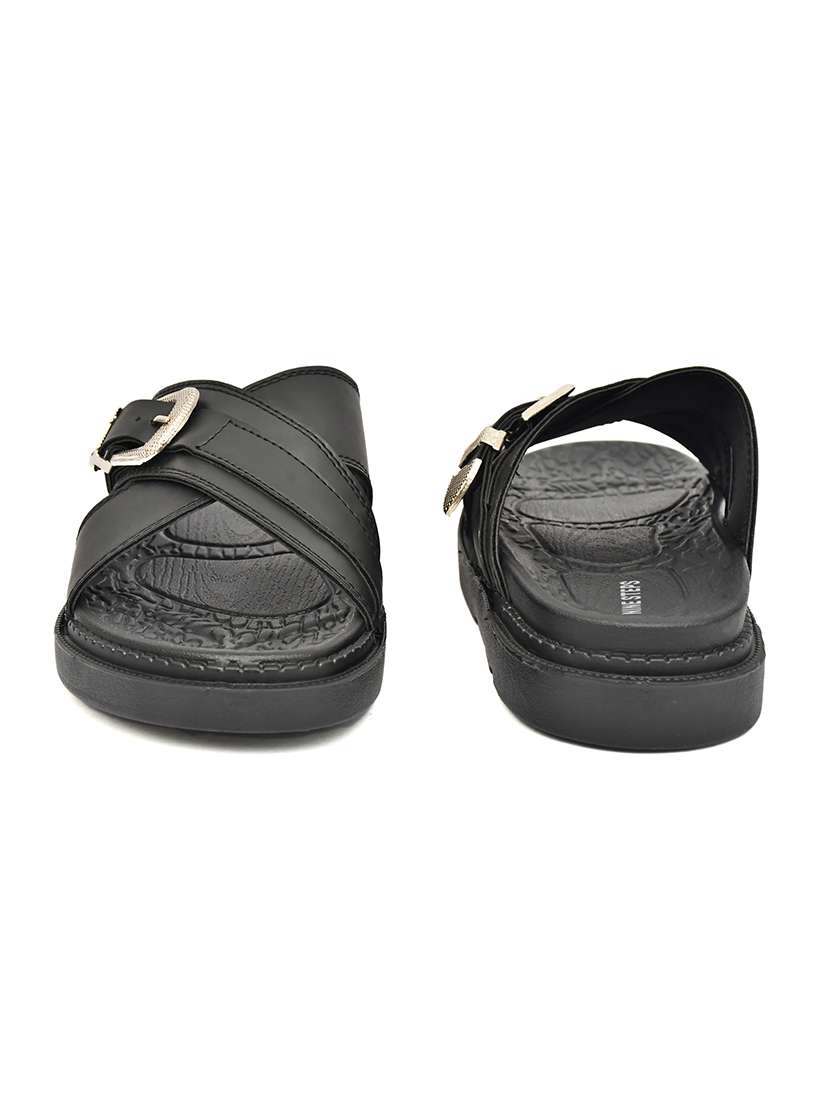 Men Black Slip On Sandal - 22635353 -  Standard Image - 3