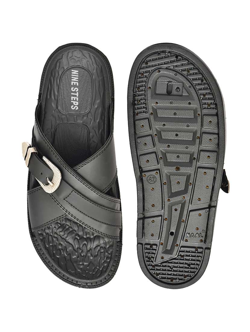 Men Black Slip On Sandal - 22635353 -  Standard Image - 5