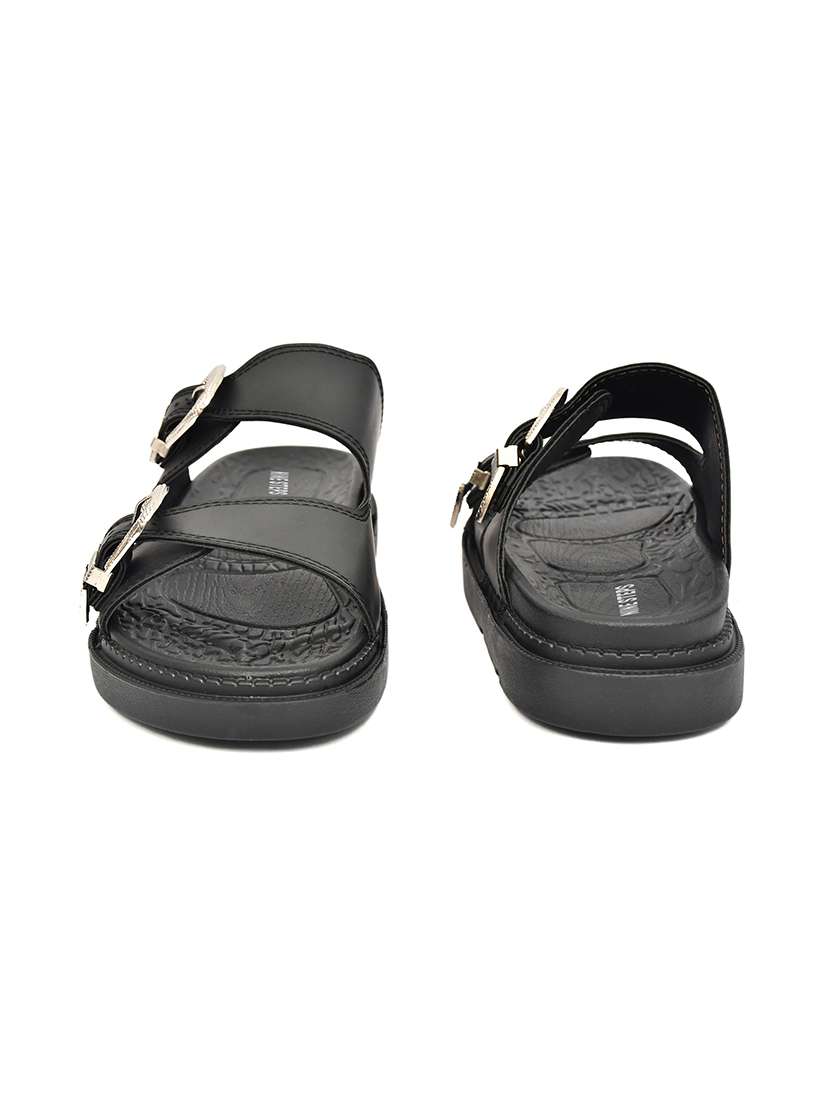 Men Black Slip On Sandal - 22635355 -  Standard Image - 3