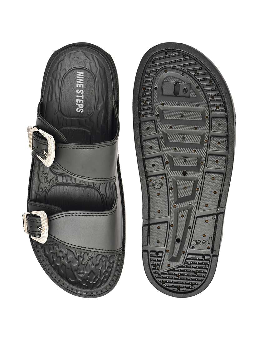 Men Black Slip On Sandal - 22635355 -  Standard Image - 5