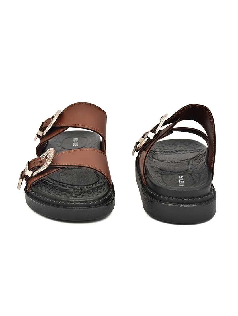 men brown slip on sandal - 22635356 -  Standard Image - 3