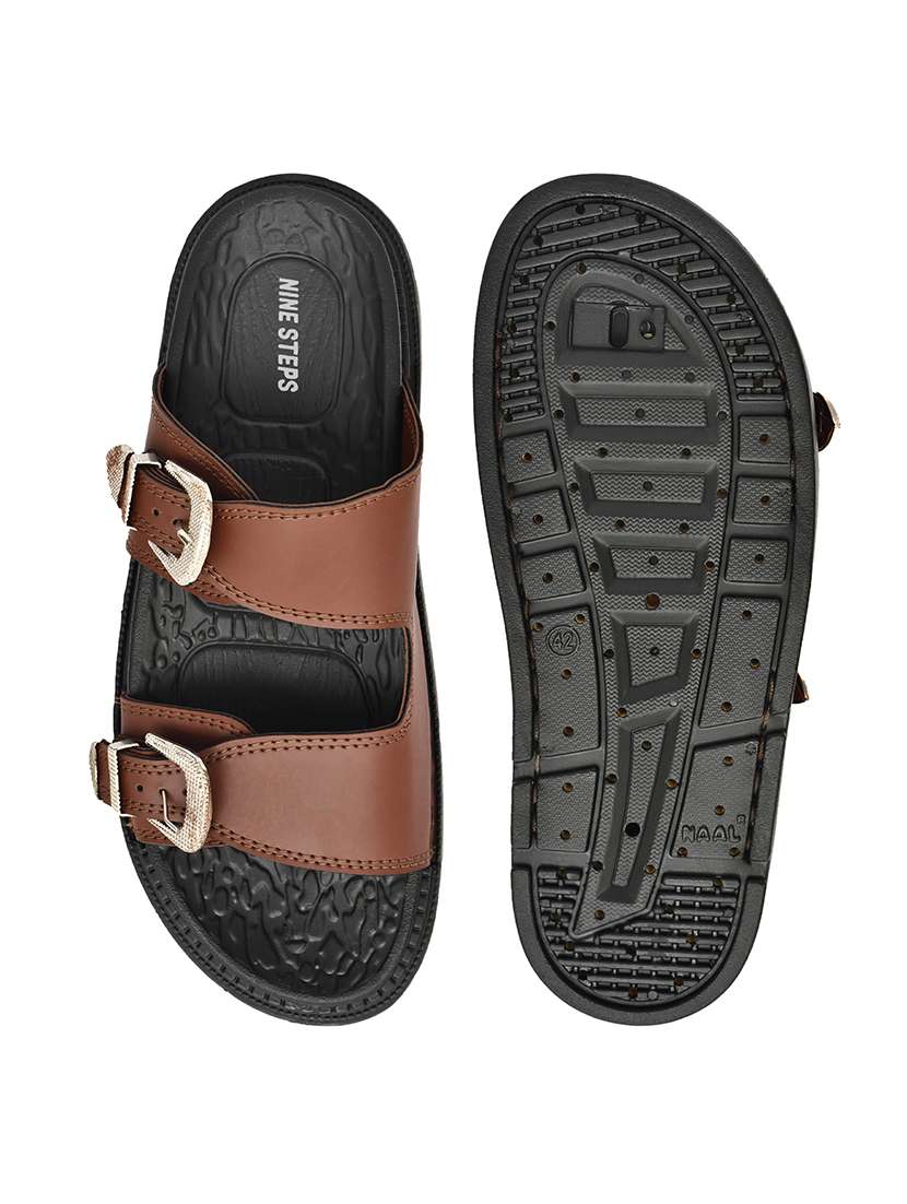 men brown slip on sandal - 22635356 -  Standard Image - 5