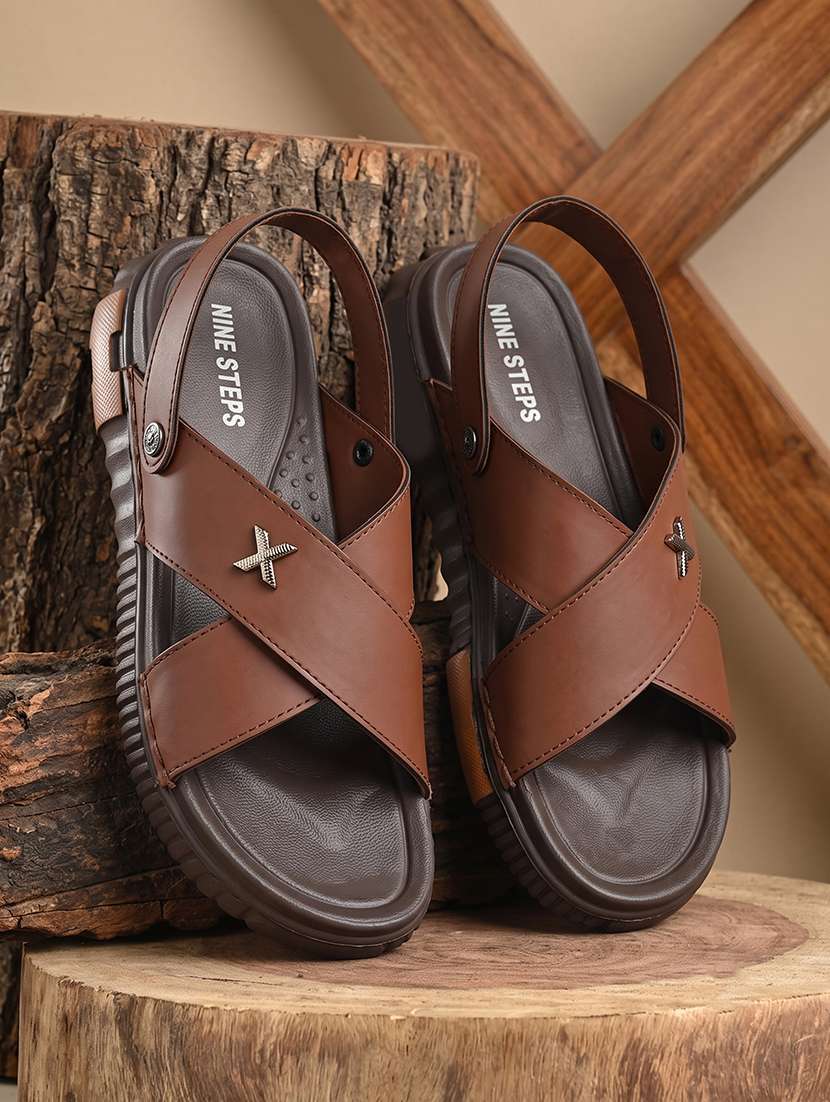 men brown back strap sandal
