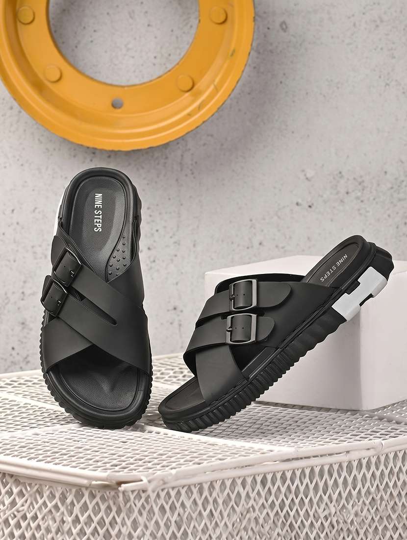 men black slip on sandal