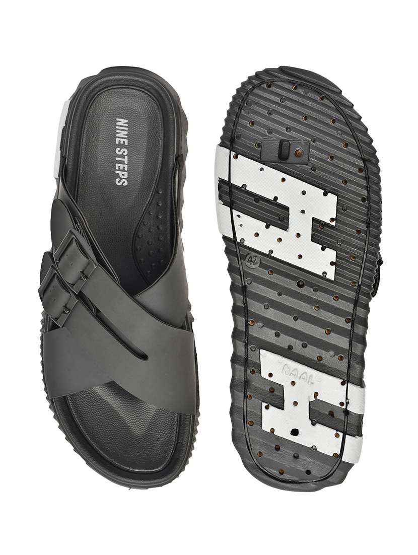 men black slip on sandal - 22635359 -  Standard Image - 5