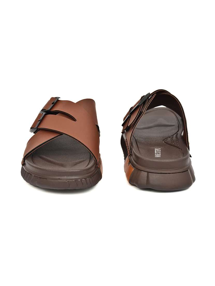 men brown slip on sandal - 22635360 -  Standard Image - 3