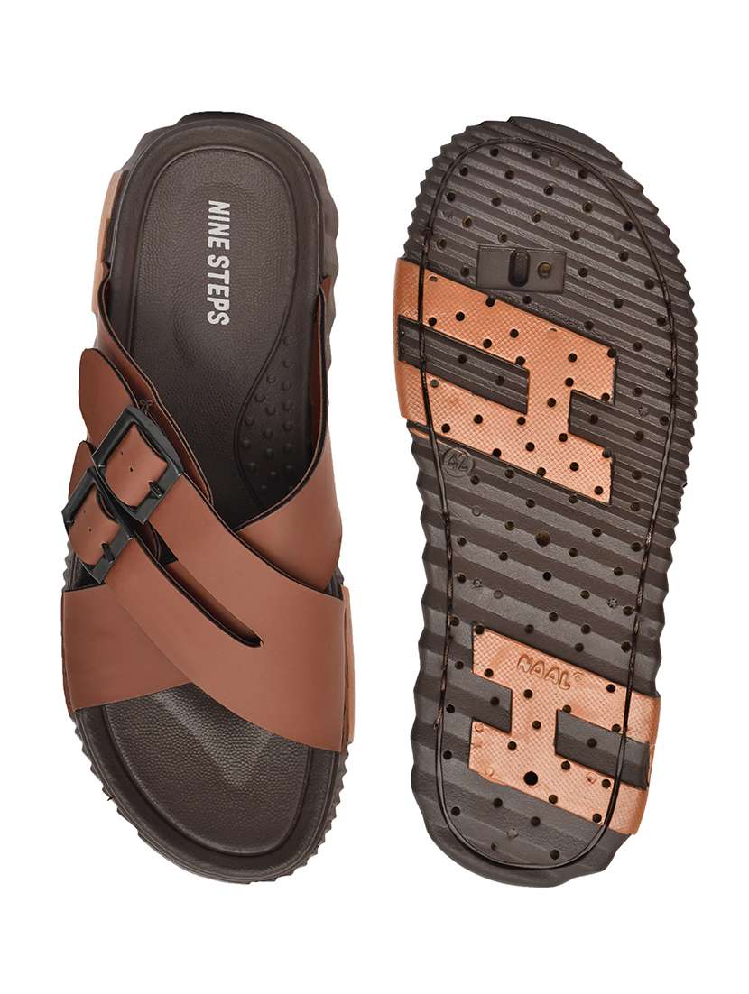 men brown slip on sandal - 22635360 -  Standard Image - 5