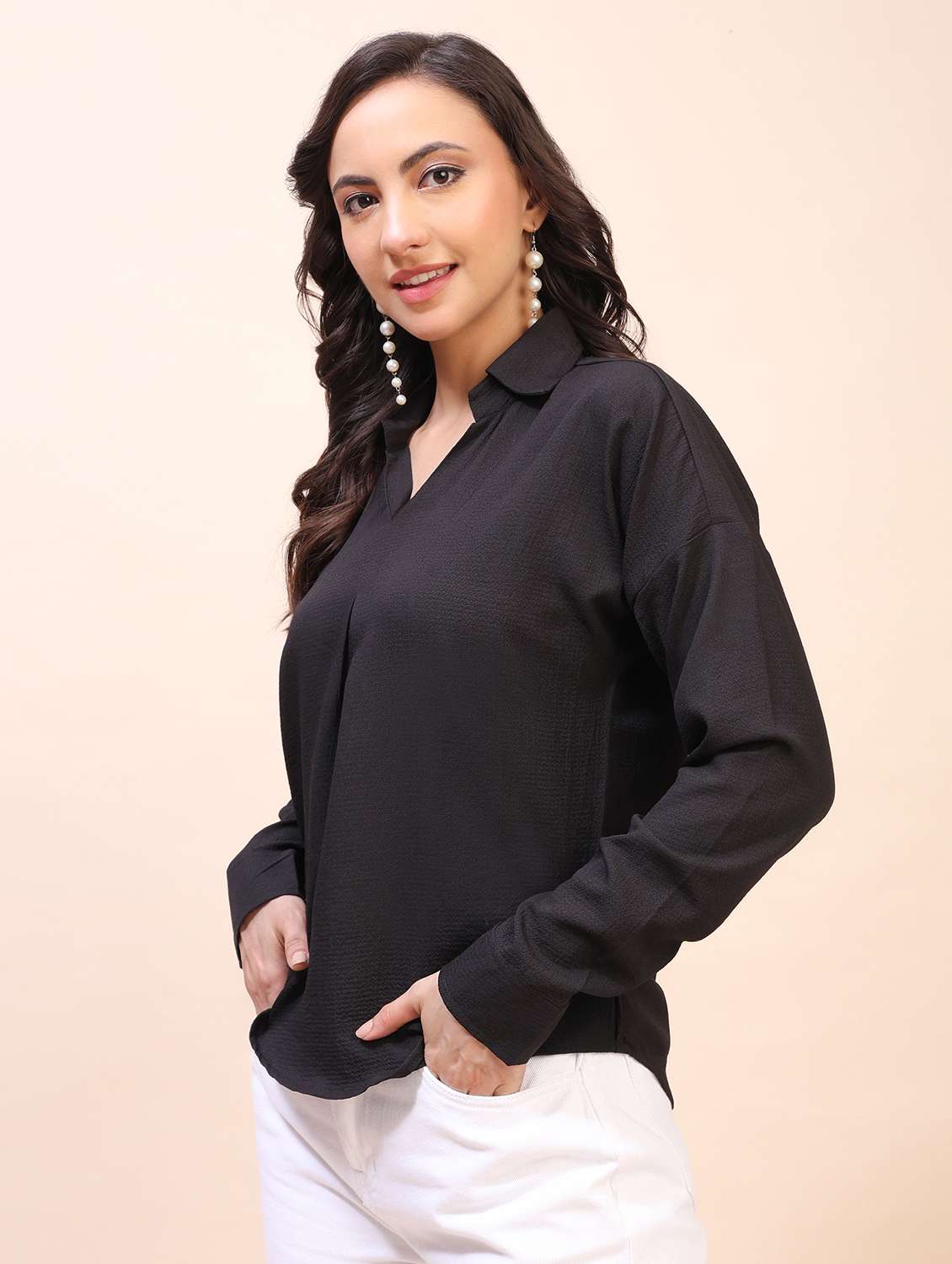 Women Solid Long Sleeves Regular Top - 22635391 -  Standard Image - 3