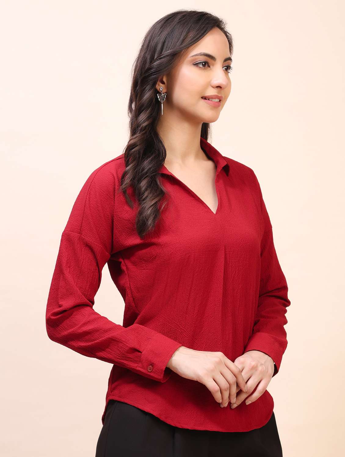 Women Solid Long Sleeves Regular Top - 22635397 -  Standard Image - 3