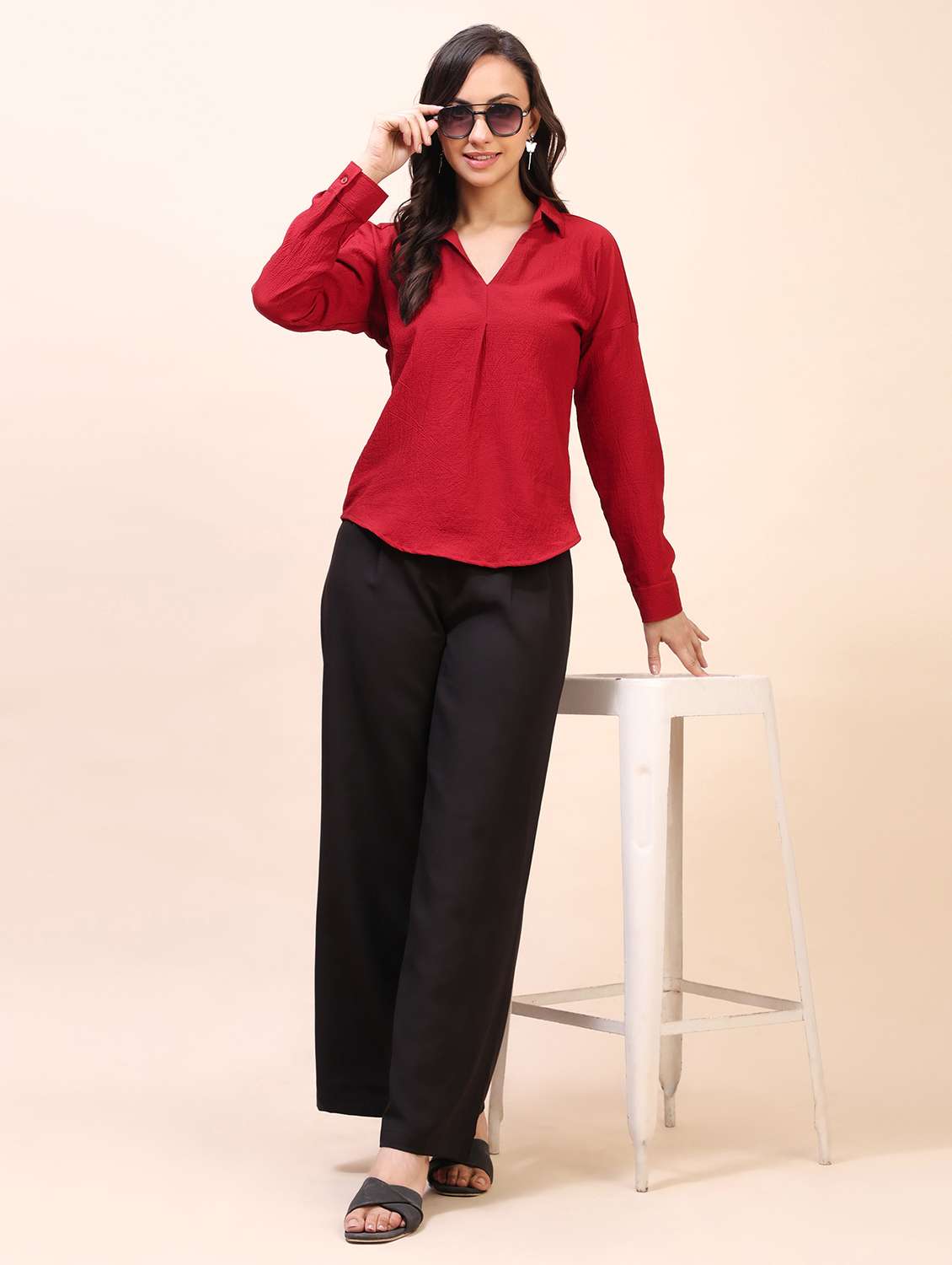 Women Solid Long Sleeves Regular Top - 22635397 -  Standard Image - 5