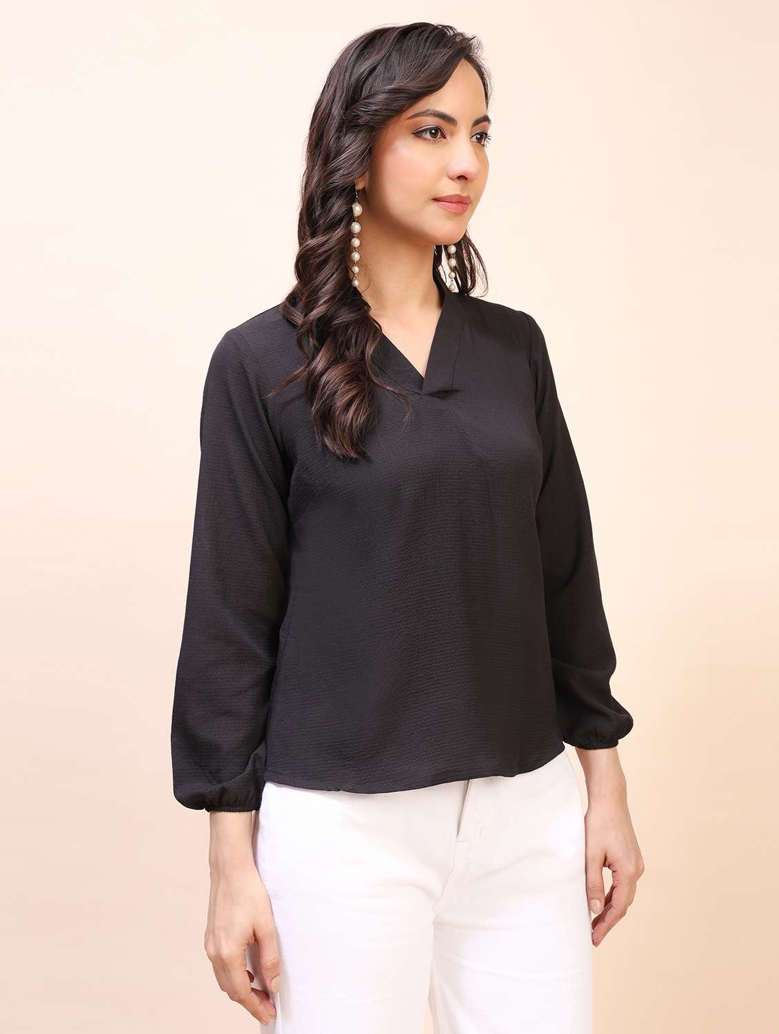 women solid long sleeves regular top - 22635407 -  Standard Image - 3