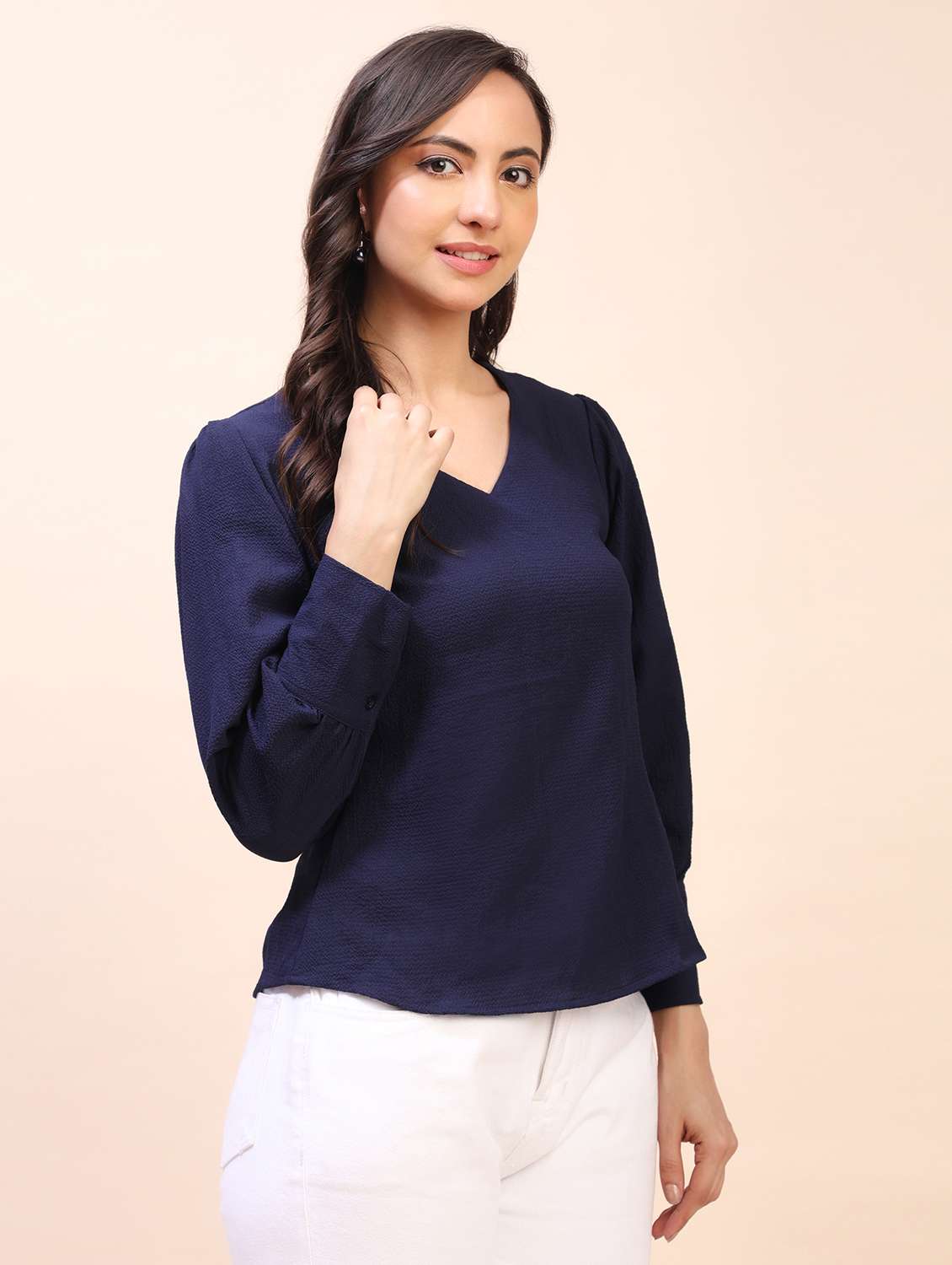 Women Solid Long Sleeves Regular Top - 22635420 -  Standard Image - 3