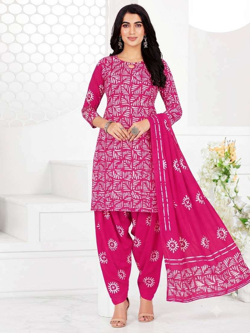 women printed unstitched suit set