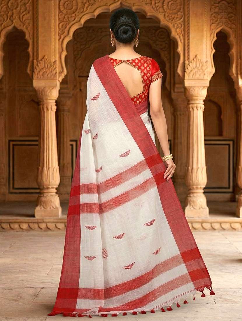 women self design handloom saree with blouse - 22637712 -  Standard Image - 3