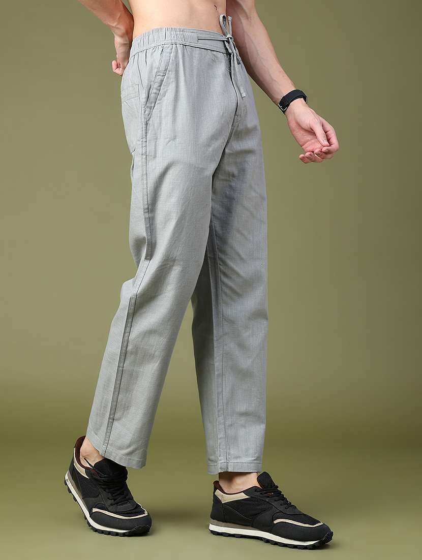 Men Textured Mid Rise Flat Front Casual Trouser - 22637957 -  Standard Image - 3