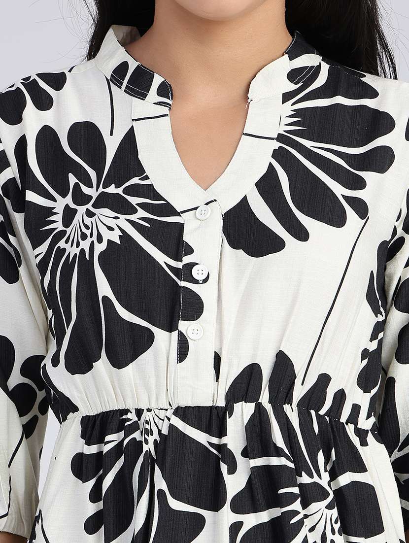 Women Printed Three Quarter Sleeves Tiered Dress - 22638071 -  Standard Image - 5
