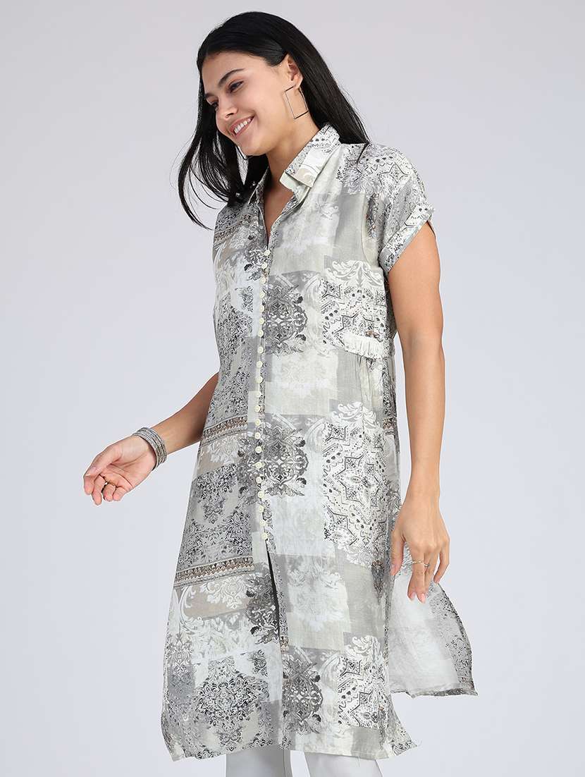 Women Printed Short Sleeves Straight Kurta - 22638072 -  Standard Image - 3