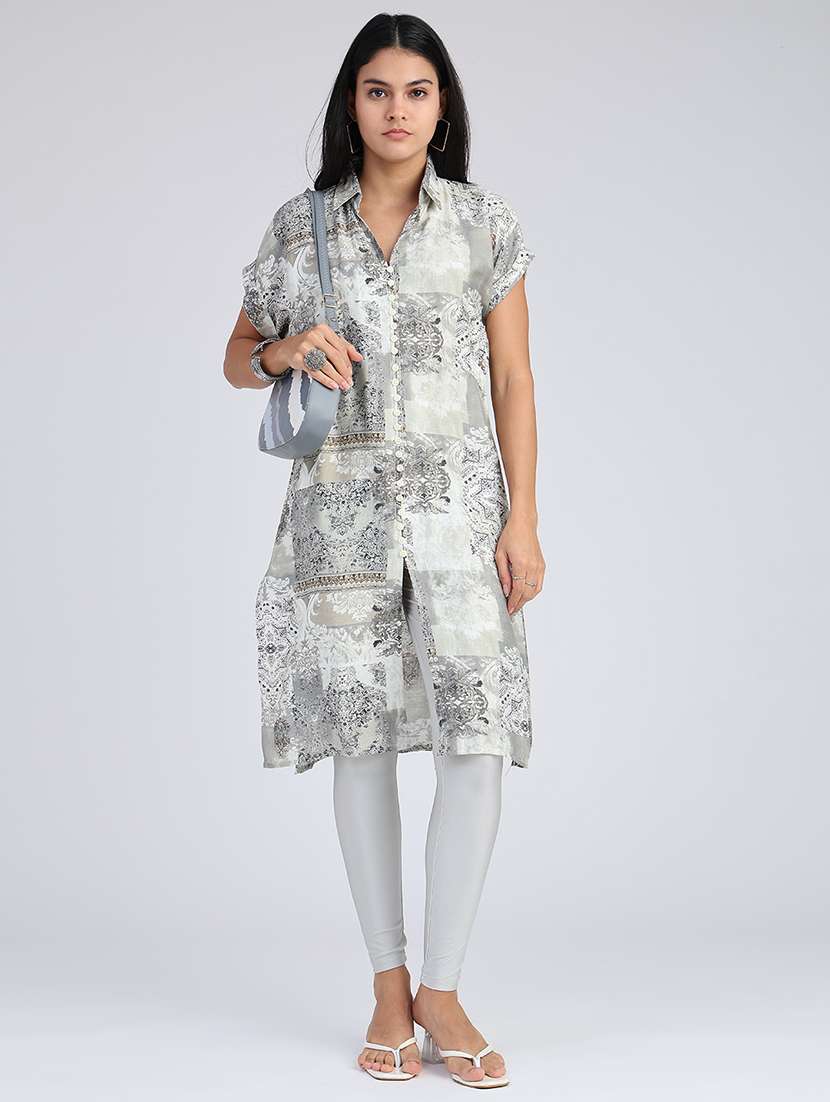 Women Printed Short Sleeves Straight Kurta - 22638072 -  Standard Image - 5