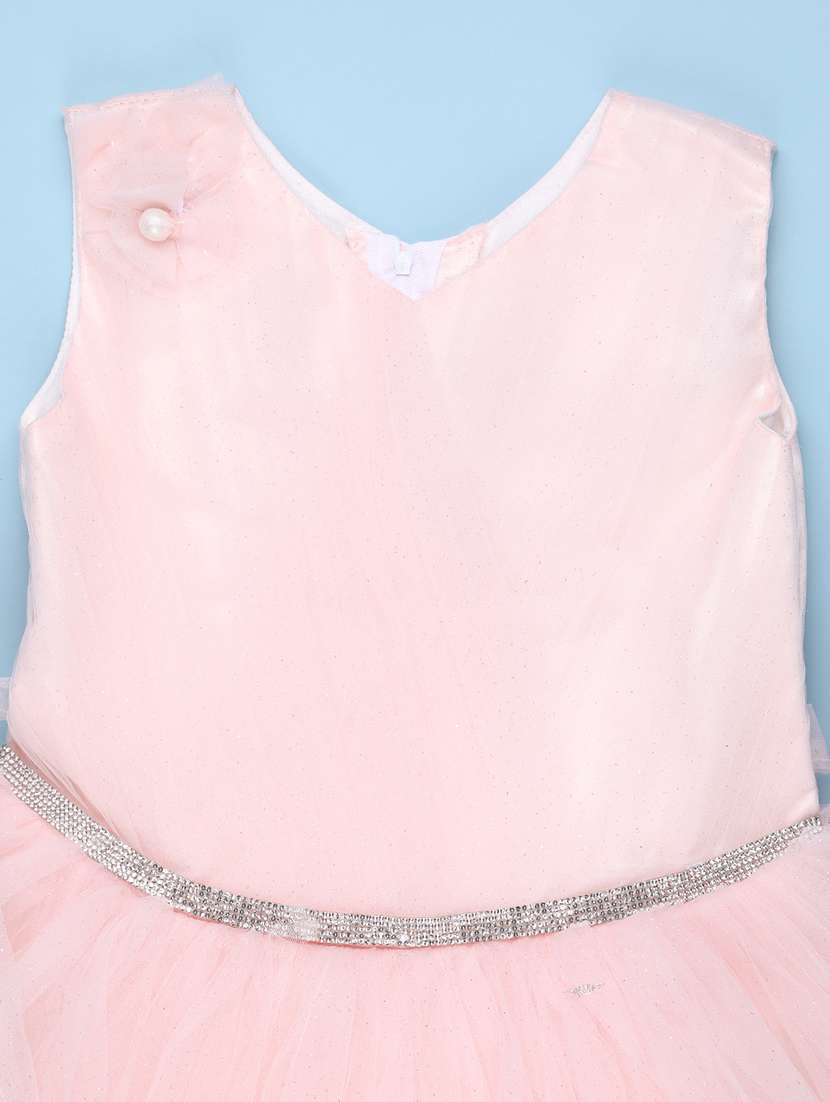 Girls Solid Sleeveless Fit And Flare Dress - 22638389 -  Standard Image - 3
