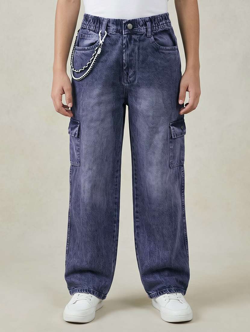 boys washed mid rise regular fit cargo