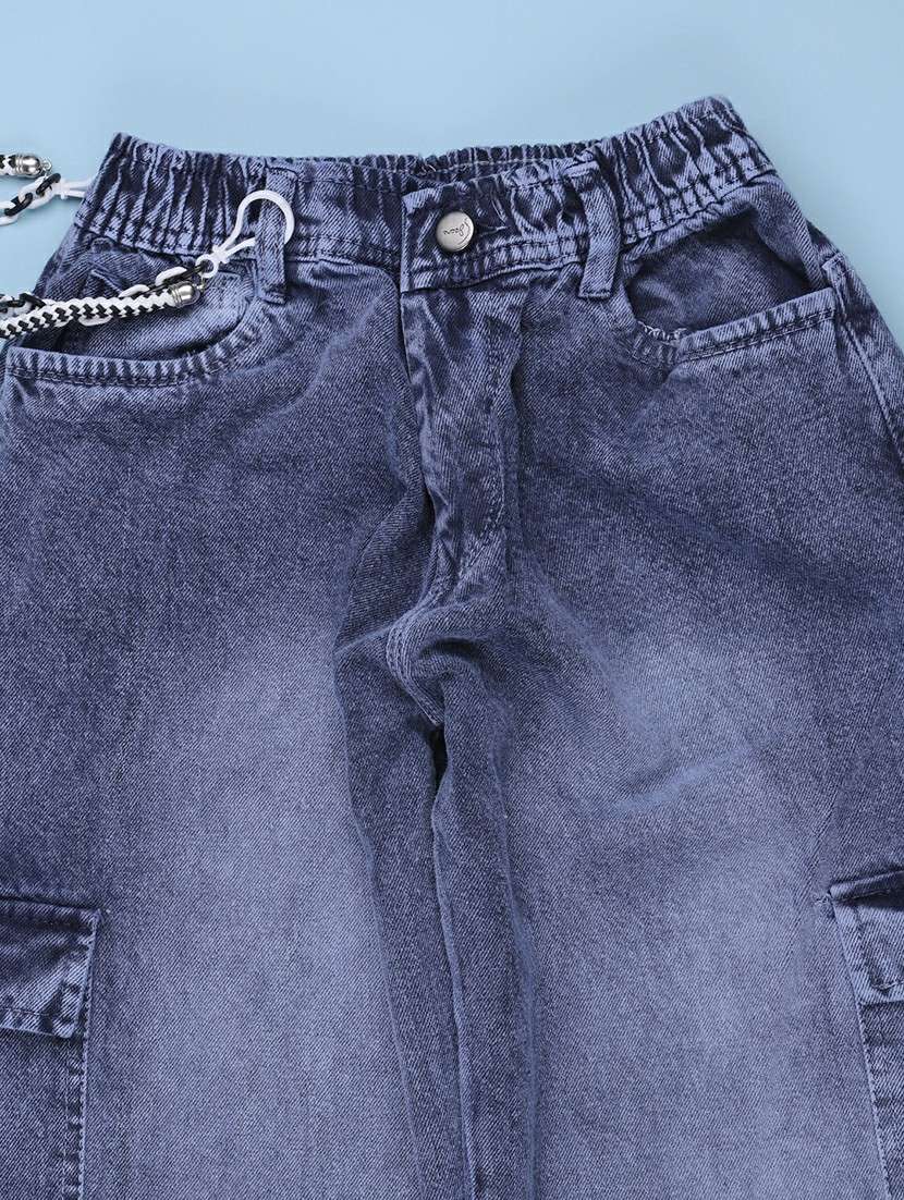 Boys Washed Mid Rise Regular Fit Cargo - 22638598 -  Standard Image - 3
