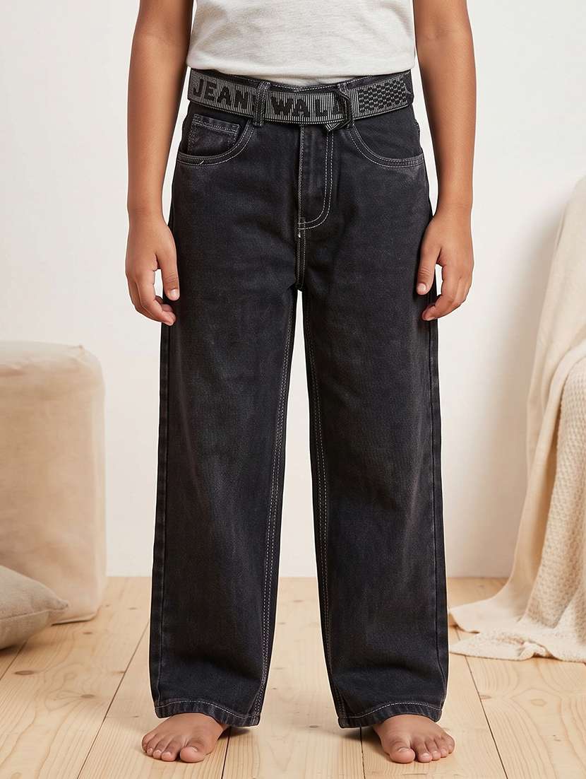 boys washed mid rise straight jeans