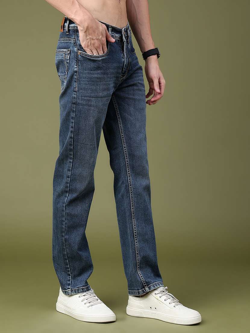Men Washed Mid Rise Full Length Straight Jeans - 22638696 -  Standard Image - 3