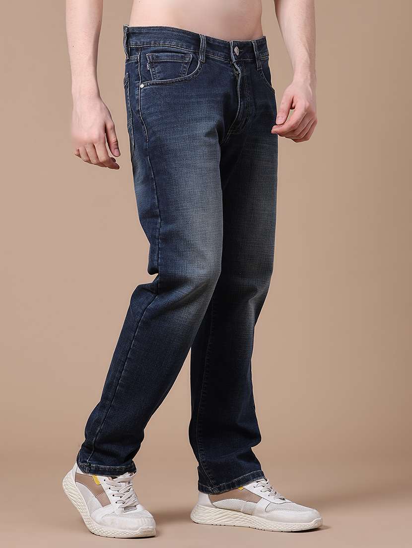 Men Washed Mid Rise Full Length Straight Jeans - 22638697 -  Standard Image - 3