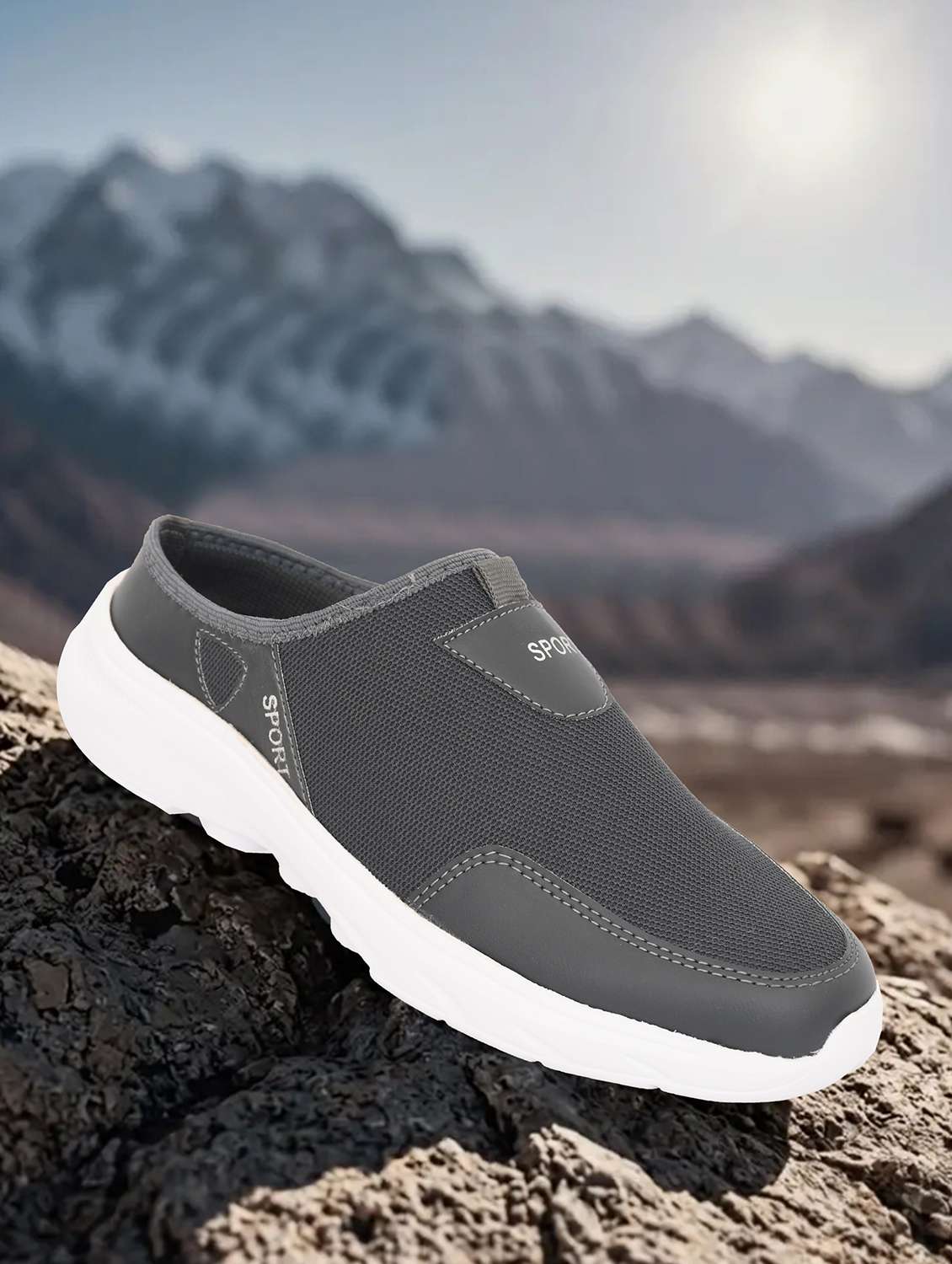 men grey slip on casual shoes