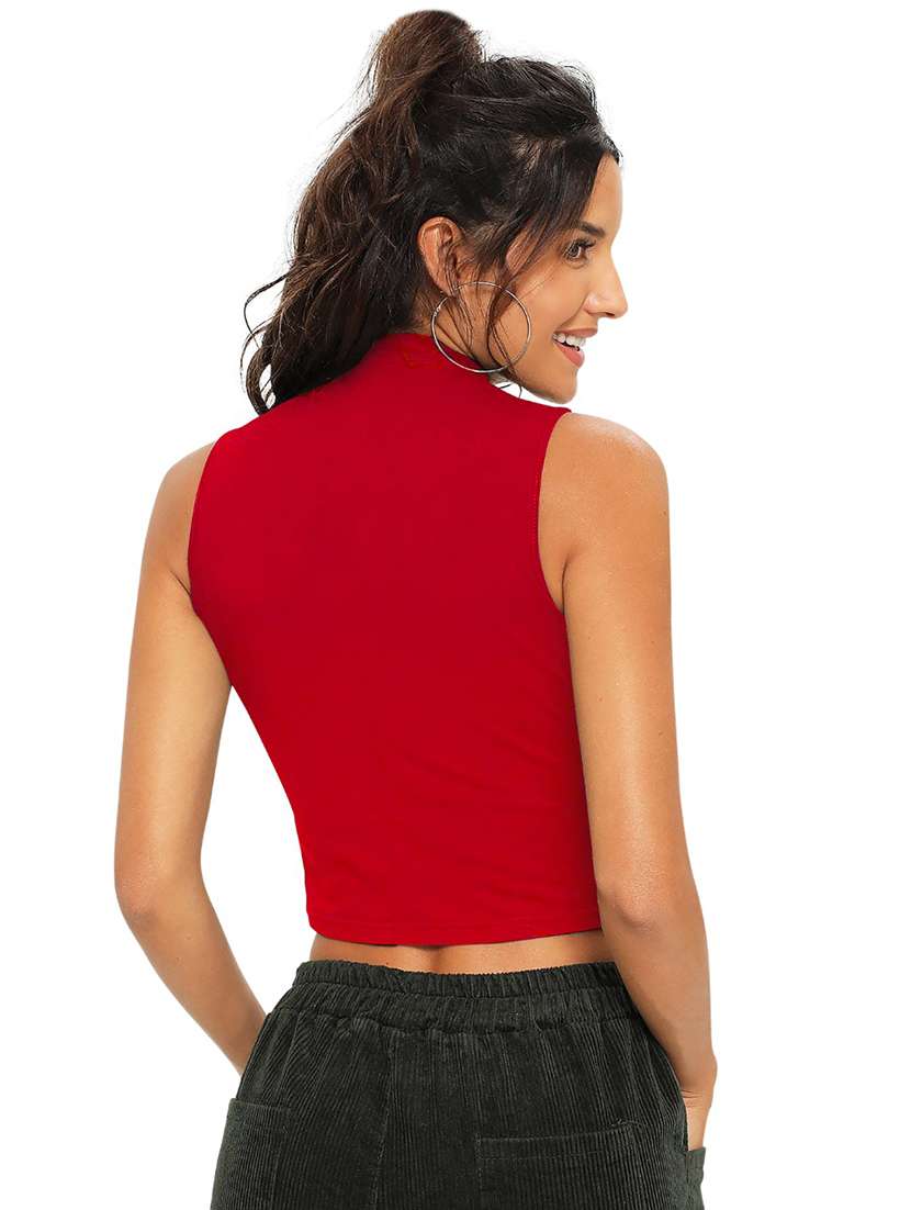 Women Solid Sleeveless Crop Top - 22639168 -  Standard Image - 3