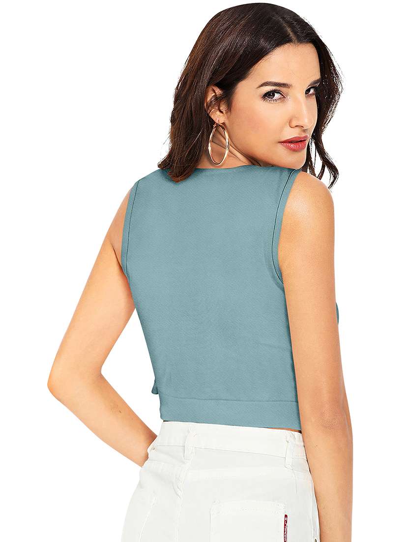 Women Solid Sleeveless Crop Top - 22639201 -  Standard Image - 3