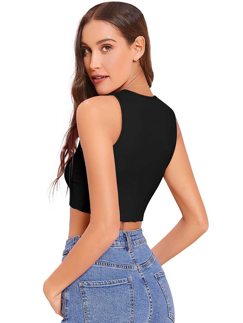 Women Solid Sleeveless Crop Top - 22639202 -  Standard Image - 3